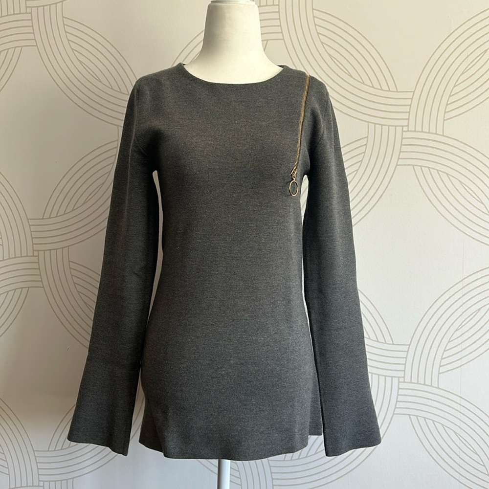 Stella McCartney grey zipper detail tunic sweater